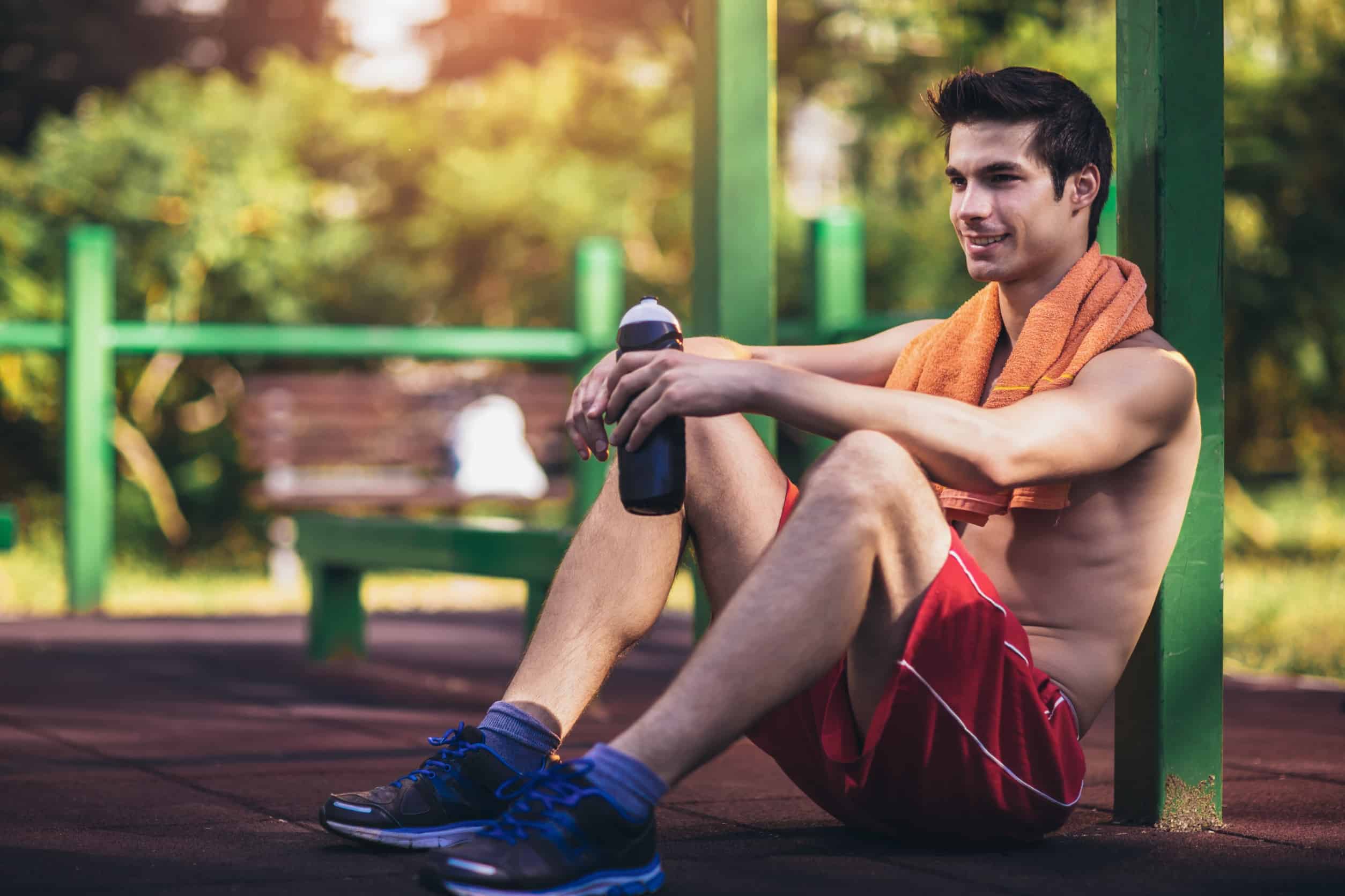 Man sitting down after a workout